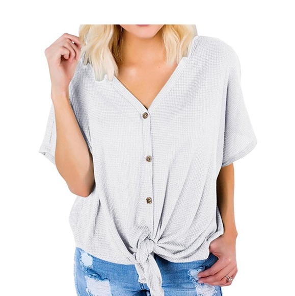 White Tie Front Shirt - Picture 2 of 4